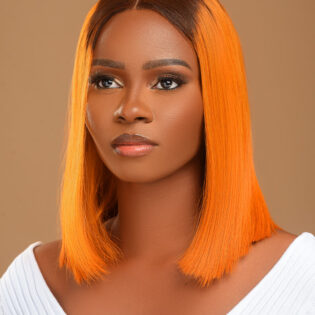 Vietnamese Orange Super Double Drawn Bone Straight Wig 12inches - Image 2