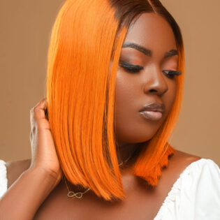 Vietnamese Orange Super Double Drawn Bone Straight Wig 12inches - Image 4